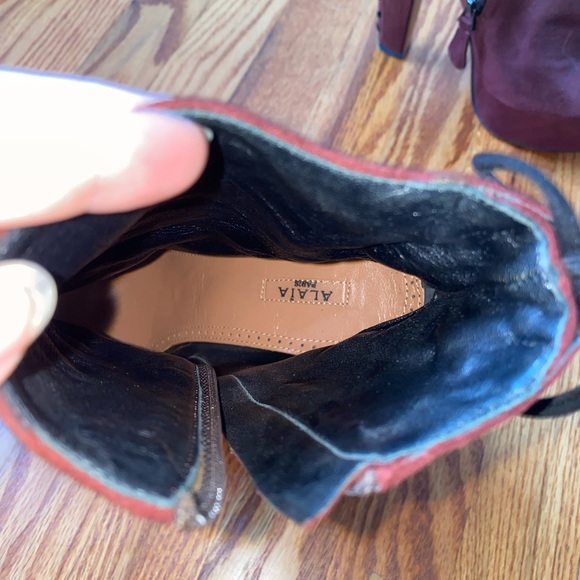 Alaïa Burgundy Suede Lace Up Ankle Boots - Size 7 - Picture 8 of 10